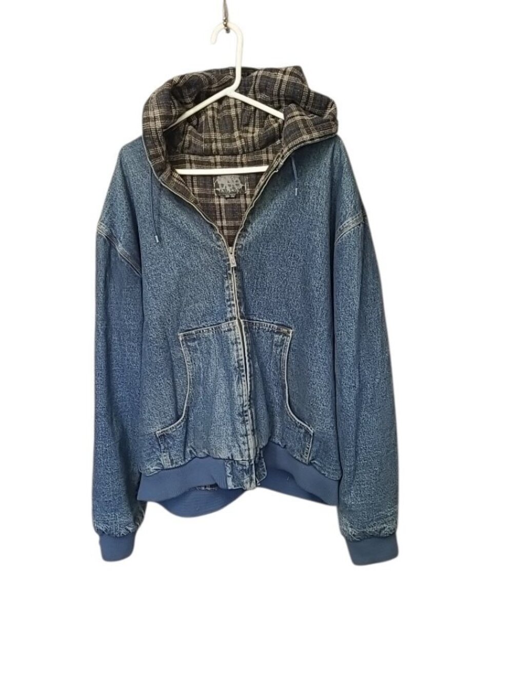 Vintage LEE Denim Workwear Jacket Sz XXL Full Zip Drawstring Hood Flannel Lined - Picture 15 of 16